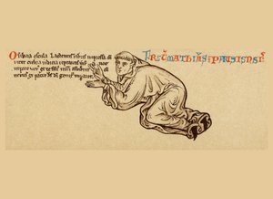 Autoritratto inginocchiato ai piedi della Vergine e del Bambino (dettaglio)